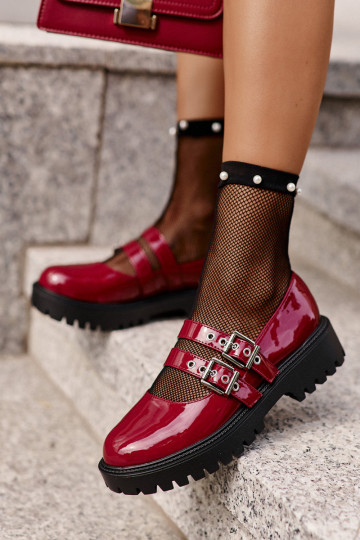 chaussures Féminin avec des bandes avec effet vernis Bourgogne Terione