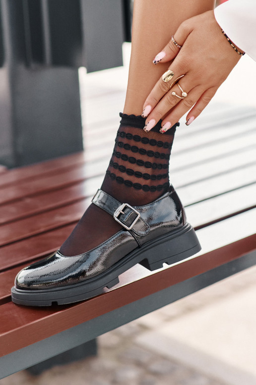 avec effet vernis chaussures Féminin avec des sangles couleur noire Vinceza 62179 avec effet vernis chaussures Féminin avec des sangles couleur noire Vinceza 62179