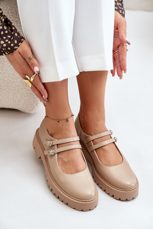 Féminin chaussures avec des bandes beige Rialuna