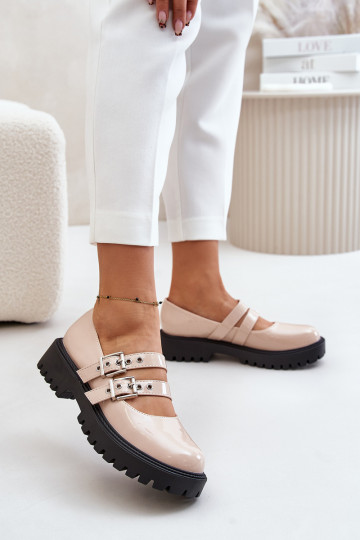 chaussures Femme à rayures effet vernis beige Terione 2