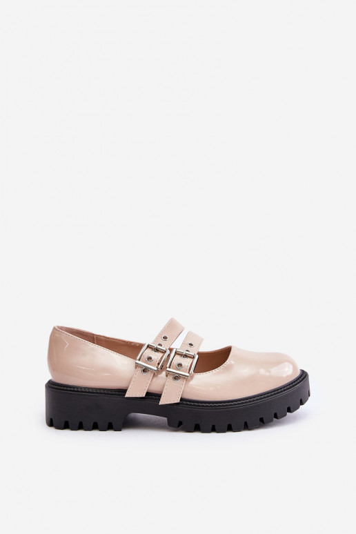 chaussures Féminin avec des bandes avec effet vernis beige Terione chaussures Féminin avec des bandes avec effet vernis beige Terione
