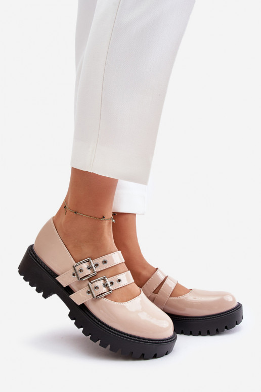 chaussures Féminin avec des bandes avec effet vernis beige Terione chaussures Féminin avec des bandes avec effet vernis beige Terione