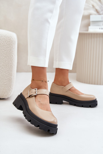 chaussures Féminin avec boucles beige Plikuria