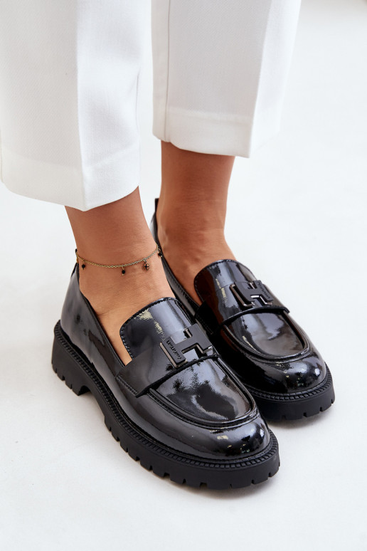 mocassins pour femmes avec effet vernis Vinceza 62187 couleur noire mocassins pour femmes avec effet vernis Vinceza 62187 couleur noire