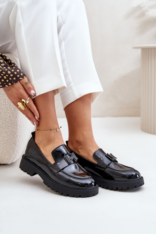 mocassins pour femmes avec effet vernis Vinceza 62187 couleur noire mocassins pour femmes avec effet vernis Vinceza 62187 couleur noire