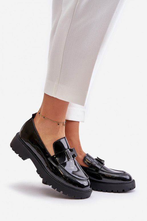 mocassins pour femmes avec effet vernis Vinceza 62187 couleur noire mocassins pour femmes avec effet vernis Vinceza 62187 couleur noire