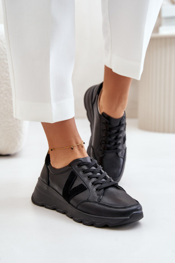 Chaussures de sport en cuir Femme Vinceza 7918 noir