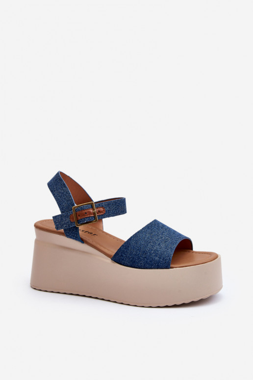 Sandales plateforme en jean couleur... Sandales plateforme en jean couleur...