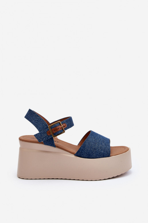 Sandales plateforme en jean couleur... Sandales plateforme en jean couleur...