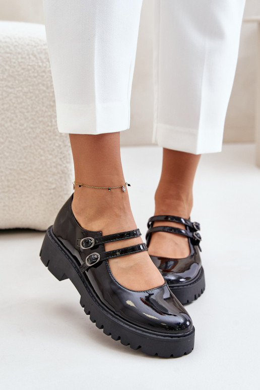 avec effet vernis Féminin chaussures avec des bandes couleur noire Rialuna avec effet vernis Féminin chaussures avec des bandes couleur noire Rialuna