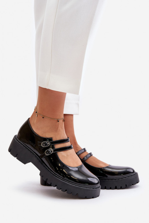 avec effet vernis Féminin chaussures avec des bandes couleur noire Rialuna avec effet vernis Féminin chaussures avec des bandes couleur noire Rialuna