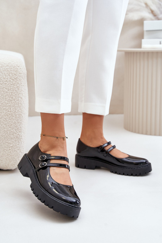 avec effet vernis Féminin chaussures avec des bandes couleur noire Rialuna avec effet vernis Féminin chaussures avec des bandes couleur noire Rialuna