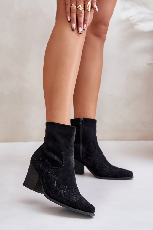 bottes style coÀboy avec des talons en daim écologiqueoÀe couleur noire Arabelline bottes style coÀboy avec des talons en daim écologiqueoÀe couleur noire Arabelline