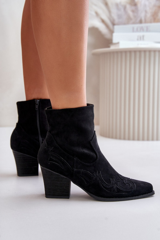 bottes style coÀboy avec des talons en daim écologiqueoÀe couleur noire Arabelline bottes style coÀboy avec des talons en daim écologiqueoÀe couleur noire Arabelline
