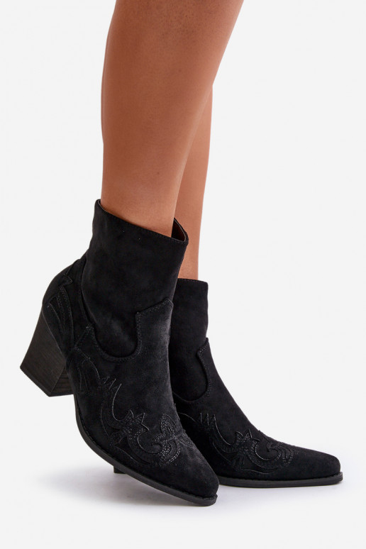 bottes style coÀboy avec des talons en daim écologiqueoÀe couleur noire Arabelline bottes style coÀboy avec des talons en daim écologiqueoÀe couleur noire Arabelline