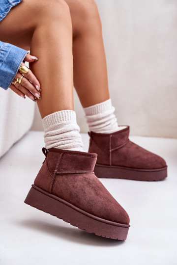 Bottes de neige Féminin avec une plateforme réchauffer avec de la fourrure à l intérieur marron foncé Xamella