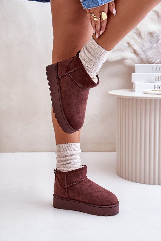 Bottes de neige Féminin avec une plateforme réchauffer avec de la fourrure à l intérieur marron foncé Xamella