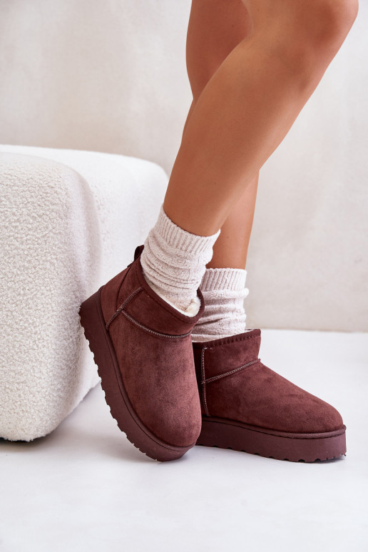 Bottes de neige Féminin avec une plateforme réchauffer avec de la fourrure à l intérieur marron foncé Xamella