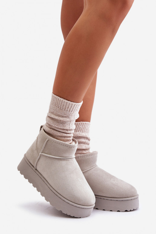 Bottes de neige Féminin avec une plateforme réchauffer avec de la fourrure à l intérieur couleur grise Xamella Bottes de neige Féminin avec une plateforme réchauffer avec de la fourrure à l intérieur couleur grise Xamella