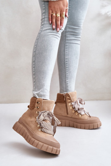 Féminin réchauffer Bottes chaussures avec une plateforme marron Alcyhen 2