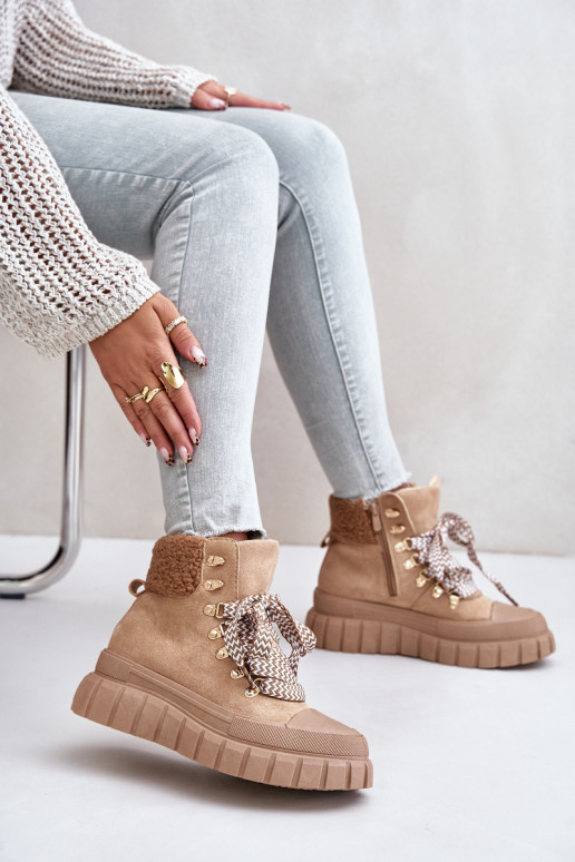 Féminin réchauffer Bottes chaussures avec une plateforme marron Alcyhen