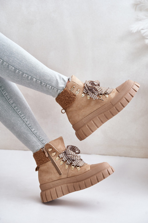 Féminin réchauffer Bottes chaussures avec une plateforme marron Alcyhen