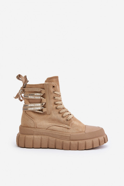 Bottes pour femmes avec une plateforme Avec des décorations Laçagem marron Edidda