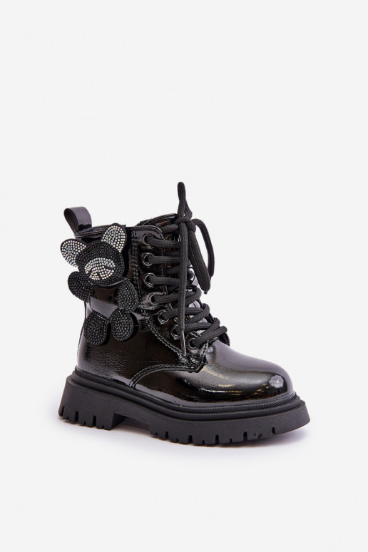 réchauffer Bottes Puéril Avec l ours Au Château avec effet vernis couleur noire Relobia réchauffer Bottes Puéril Avec l ours Au Château avec effet vernis couleur noire Relobia