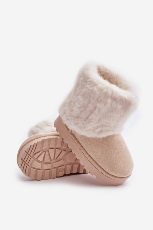Bottes de neige pour enfants avec un manteau de fourrure couleur ivoire Crisie