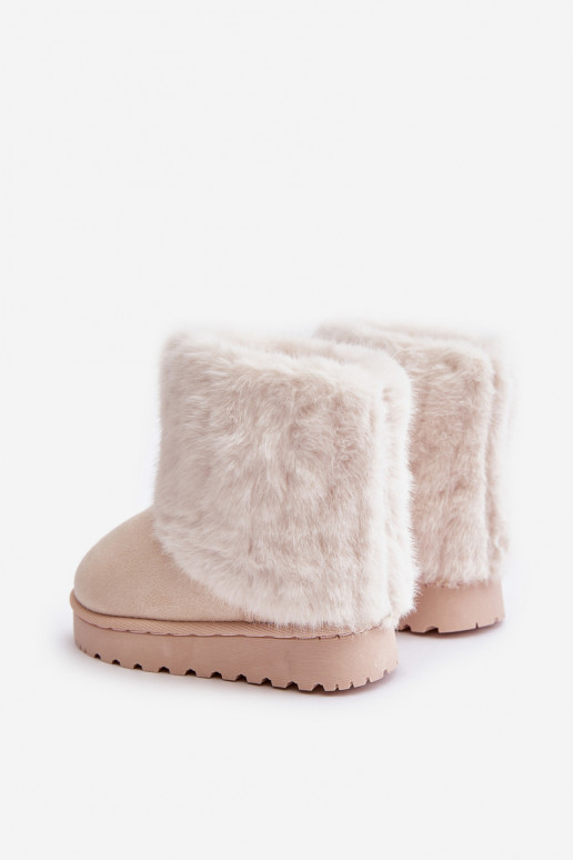 Bottes de neige pour enfants avec un manteau de fourrure couleur ivoire Crisie