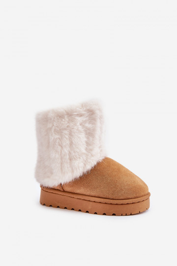 Bottes de neige pour enfants avec un manteau de fourrure marron Crisie