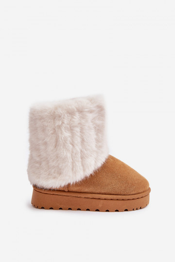 Bottes de neige pour enfants avec un manteau de fourrure marron Crisie 2