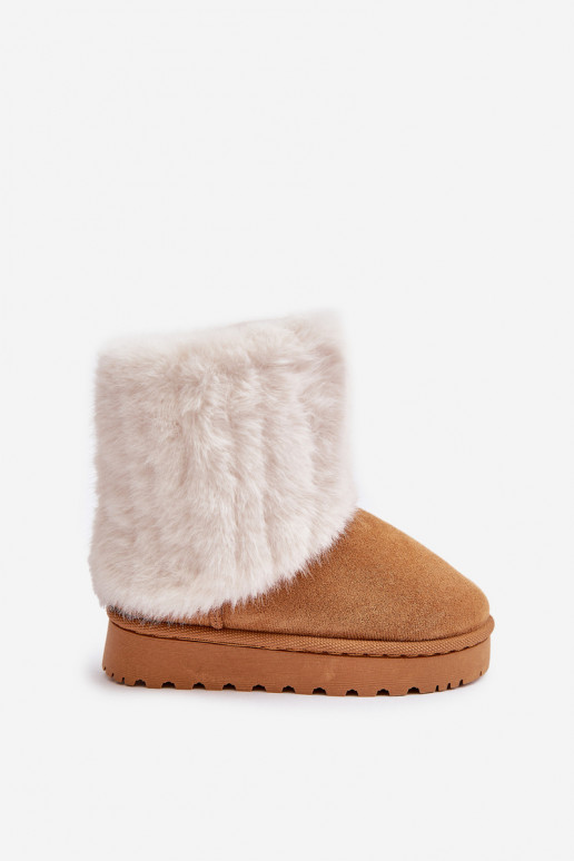 Bottes de neige pour enfants avec un manteau de fourrure marron Crisie