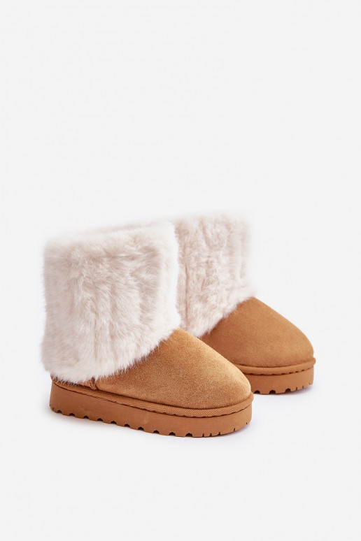 Bottes de neige pour enfants avec un manteau de fourrure marron Crisie