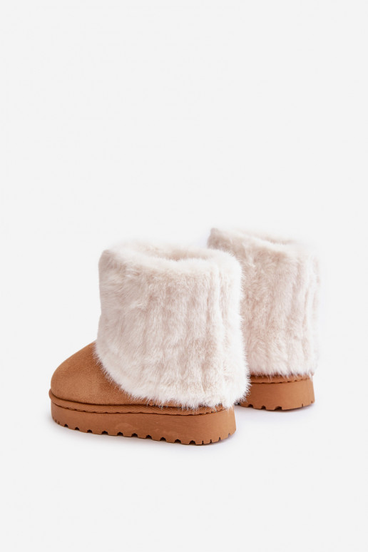 Bottes de neige pour enfants avec un manteau de fourrure marron Crisie