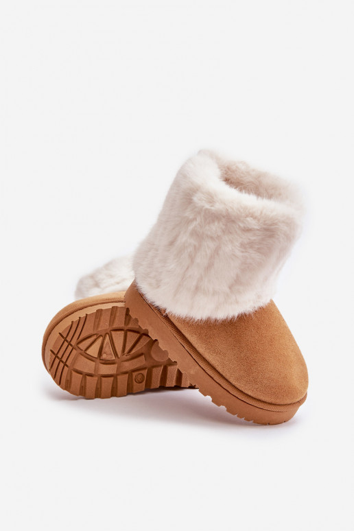 Bottes de neige pour enfants avec un manteau de fourrure marron Crisie