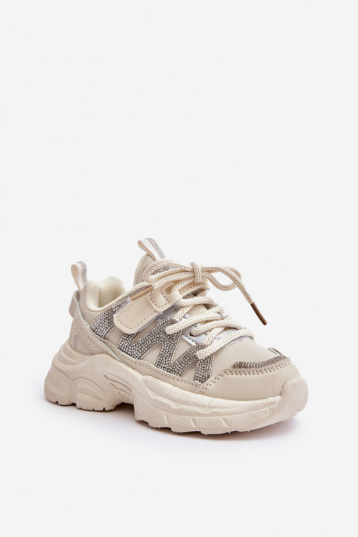 Chaussures modèle baskets Puéril avec des yeux qui clignotent beige Rianalla Chaussures modèle baskets Puéril avec des yeux qui clignotent beige Rianalla