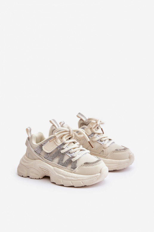 Chaussures modèle baskets Puéril avec des yeux qui clignotent beige Rianalla Chaussures modèle baskets Puéril avec des yeux qui clignotent beige Rianalla