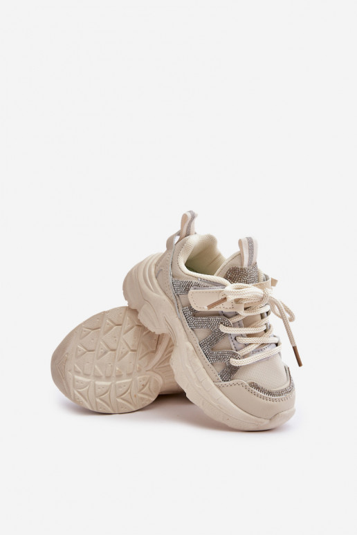 Chaussures modèle baskets Puéril avec des yeux qui clignotent beige Rianalla Chaussures modèle baskets Puéril avec des yeux qui clignotent beige Rianalla