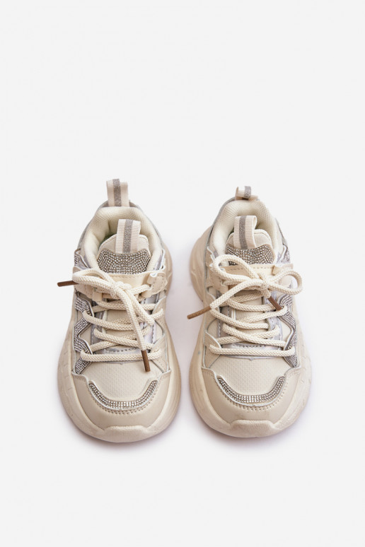 Chaussures modèle baskets Puéril avec des yeux qui clignotent beige Rianalla Chaussures modèle baskets Puéril avec des yeux qui clignotent beige Rianalla