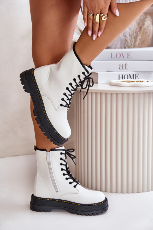 réchauffer Bottines de travail z Eko Skóry Au Château couleur blanche Activéleli