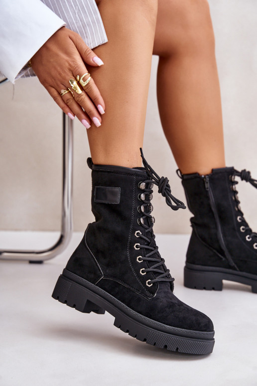 Bottines de travail Féminin Au Château Z en daim écologiqueu couleur noire Savalann Bottines de travail Féminin Au Château Z en daim écologiqueu couleur noire Savalann