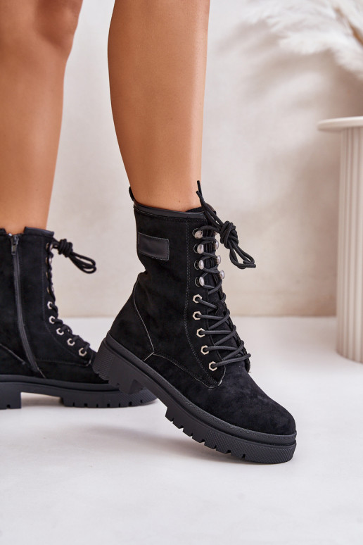 Bottines de travail Féminin Au Château Z en daim écologiqueu couleur noire Savalann Bottines de travail Féminin Au Château Z en daim écologiqueu couleur noire Savalann