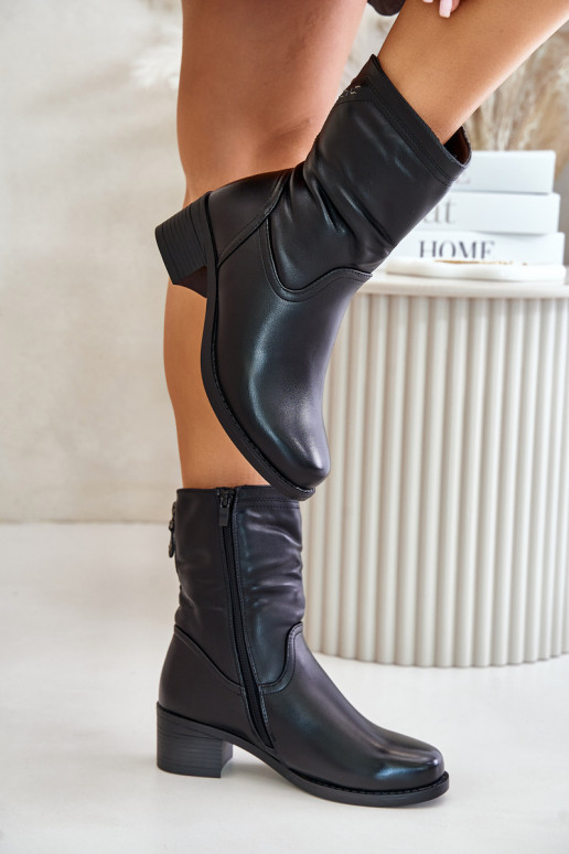 Bottes Sur un talon bas réchauffer avec de la fourrure à l intérieur Vinceza 85155 couleur noire Bottes Sur un talon bas réchauffer avec de la fourrure à l intérieur Vinceza 85155 couleur noire