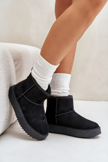 Féminin Bottes de neige avec une plateforme Z en daim écologiqueu couleur noire Atteria