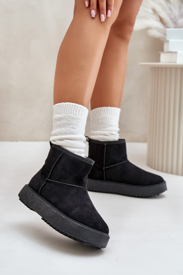 Féminin Bottes de neige avec une plateforme Z en daim écologiqueu couleur noire Atteria 2