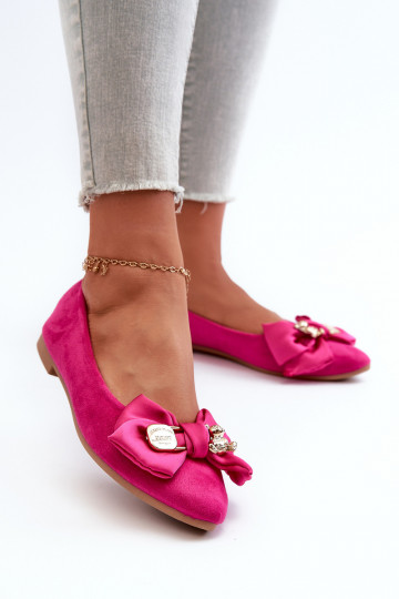 Ballerines en daim synthétique pour femmes avec nœuds rose Satris 2