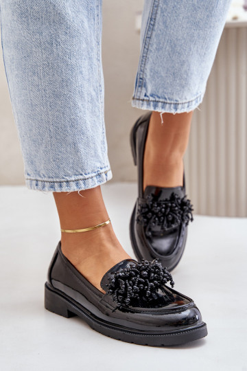 Féminin Mocassins avec effet vernis S.Barski HY369A couleur noire