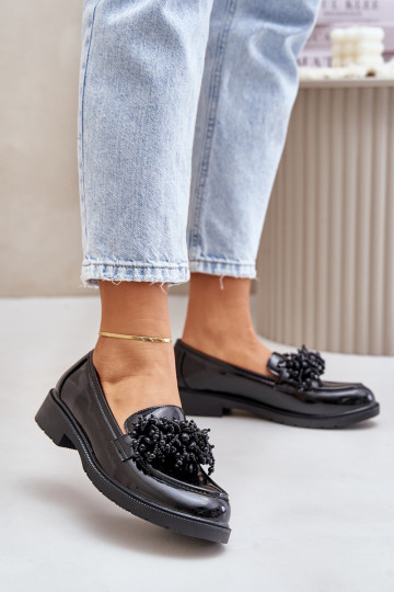 Féminin Mocassins avec effet vernis S.Barski HY369A couleur noire 2