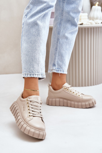 réchauffer Chaussures modèle baskets Féminin Big Star MM274618 beige 2